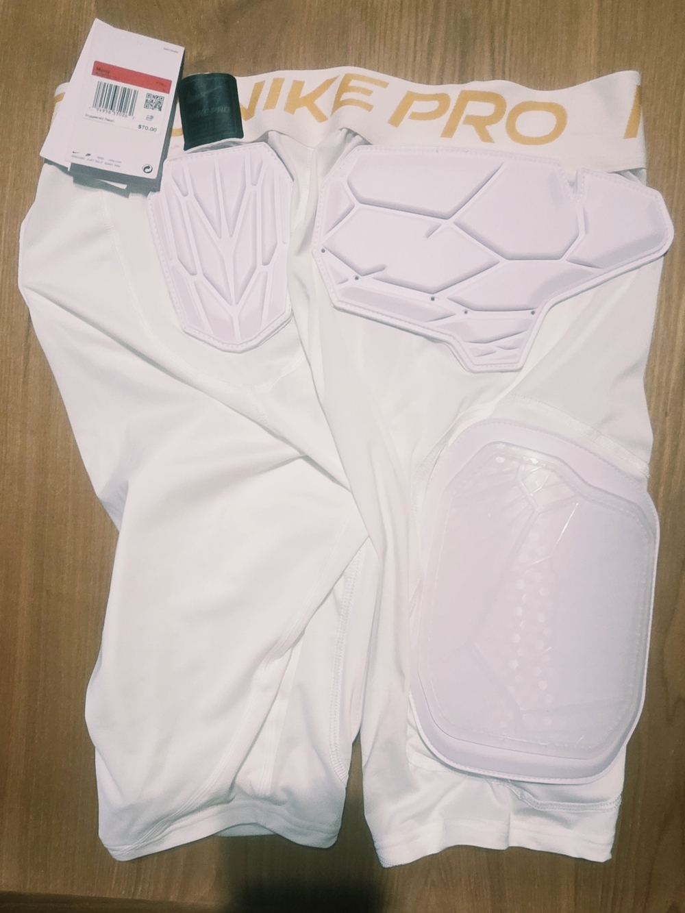 NWT Nike Pro Hyperstrong Football Padded Shorts Girdle White Gold Size L
